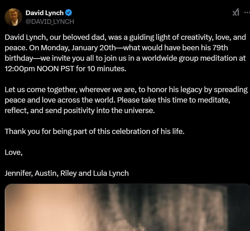 David Lynch remembered by his children as guiding light after death