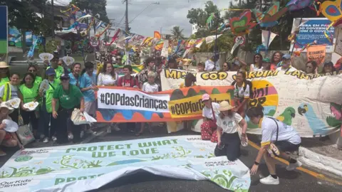 A group of protesters in Brazil